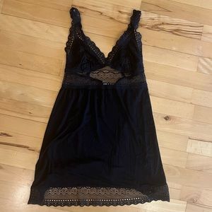 NWT Eberjey Lucie Highline Chemise Black S